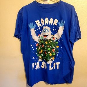 The Rudolph Bumble T Shirt XL Mens Abominable Snowman Christmas Blue